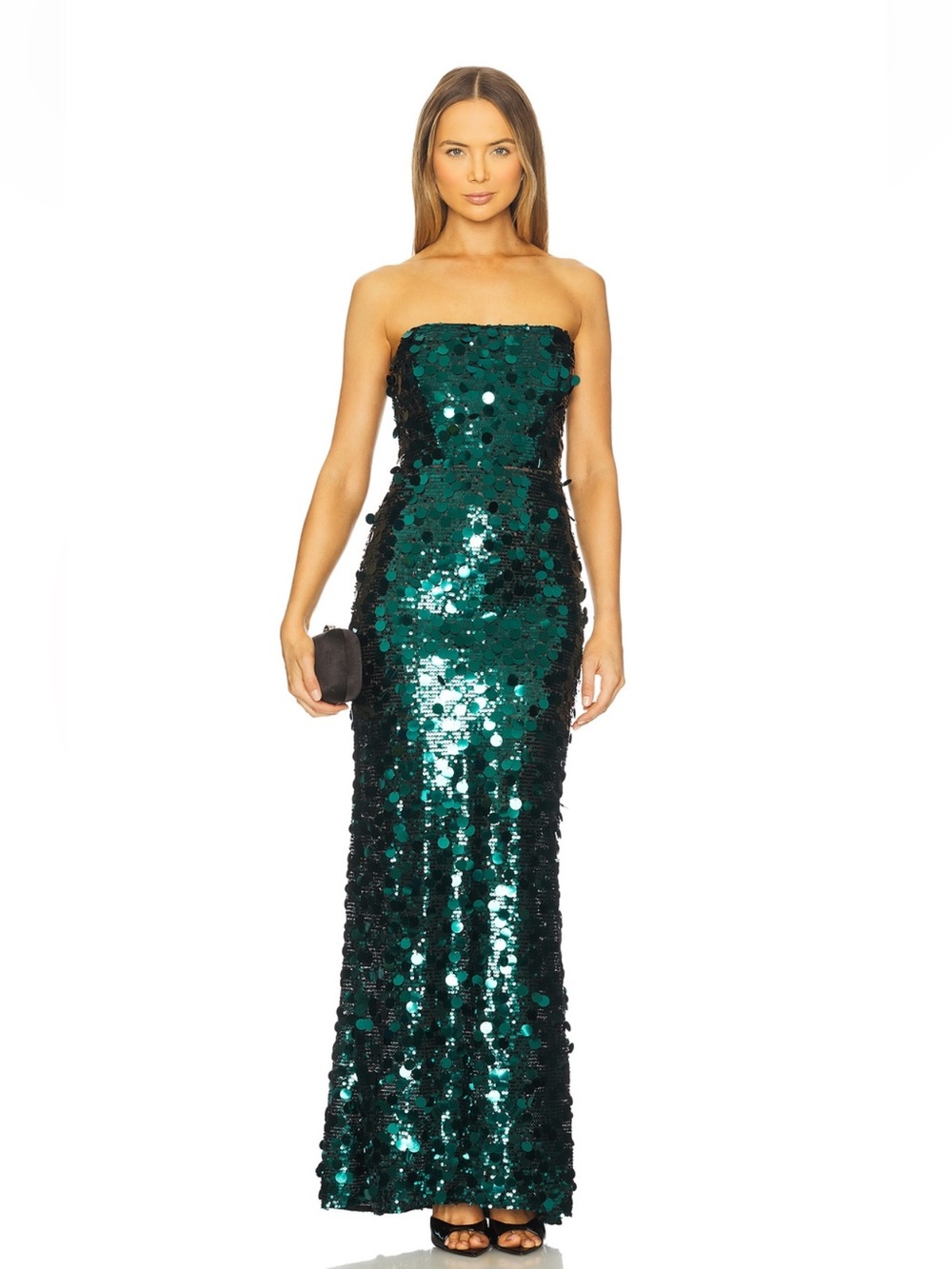 Bronx and Banco Emerald Farrah Sequin Strapless Gown Small